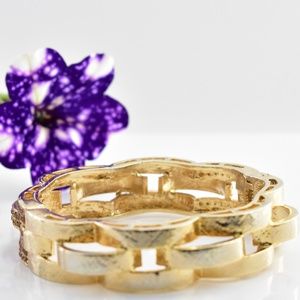Goldtone and Rhinestone Clamping Bangle  Bracelet